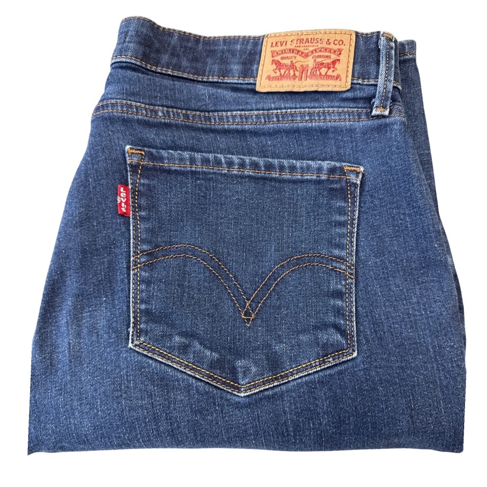 Levi's 525 Perfect Waist Straight Leg Jeans Womens 14M Dark Wash Blue Denim